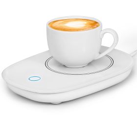 1Pc Coffee Mug Warmer Cup Warmer Auto Shut Off Coffee Tea Milk Electric Heater Pad Office Home Desk Electric Beverage Warmer Mat (Color: White)