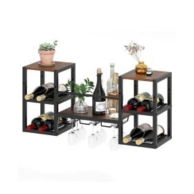 Bottle Organizer Wine Rack for Household & Commercial (Color: Rustic Brown, Type: Wine rack)